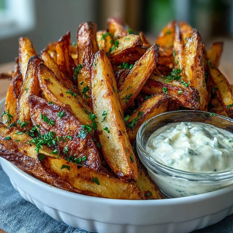 Crispy air fryer sweet potato fries drizzled with olive oil and smoked paprika, served alongside tangy garlic aioli for a satisfying side dish.