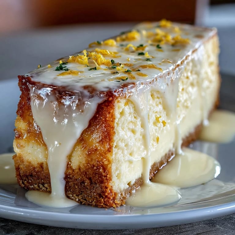 Creamy Limoncello cheesecake bars on a lemon cookie crust, drizzled with lemon glaze and dusted with powdered sugar for a bright finish.