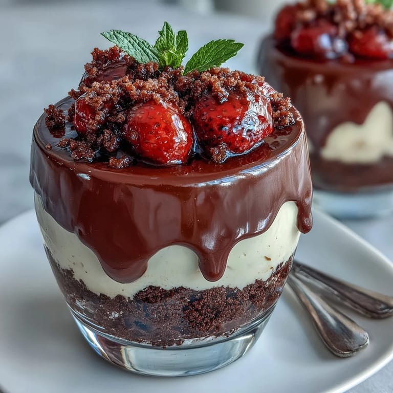 Indulgent no-bake cheesecake cups featuring chocolate biscuit crust, creamy filling, and juicy strawberries inspired by Dubai flavors.