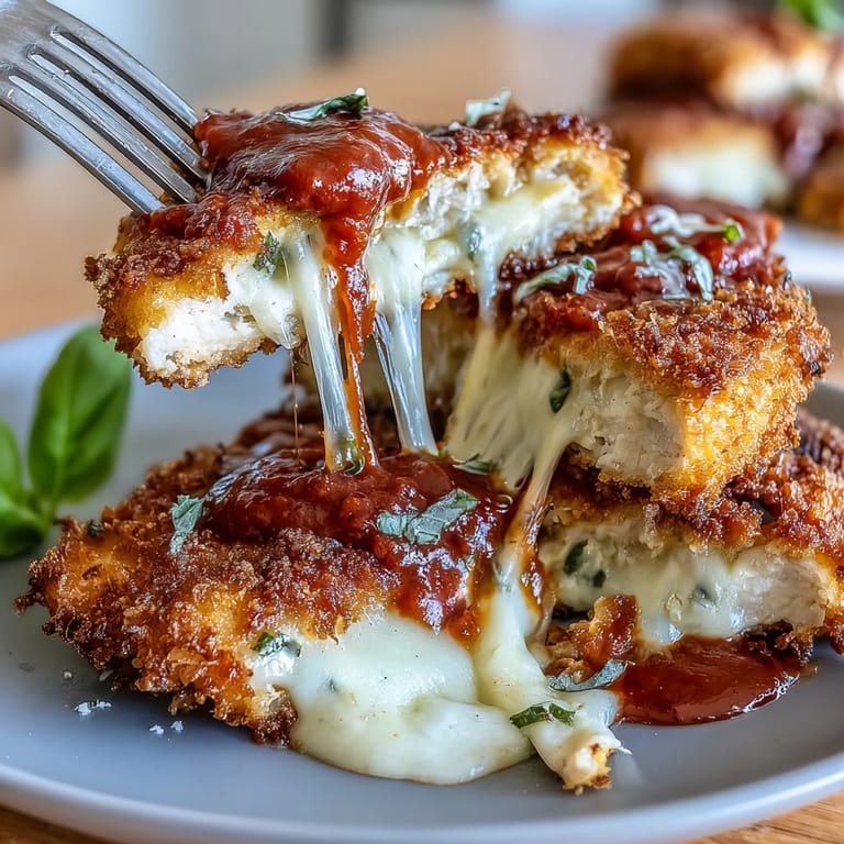 Crispy air fryer chicken parmesan cutlets smothered in savory marinara and topped with bubbling cheese, garnished with fresh basil for a classic Italian-American dinner.