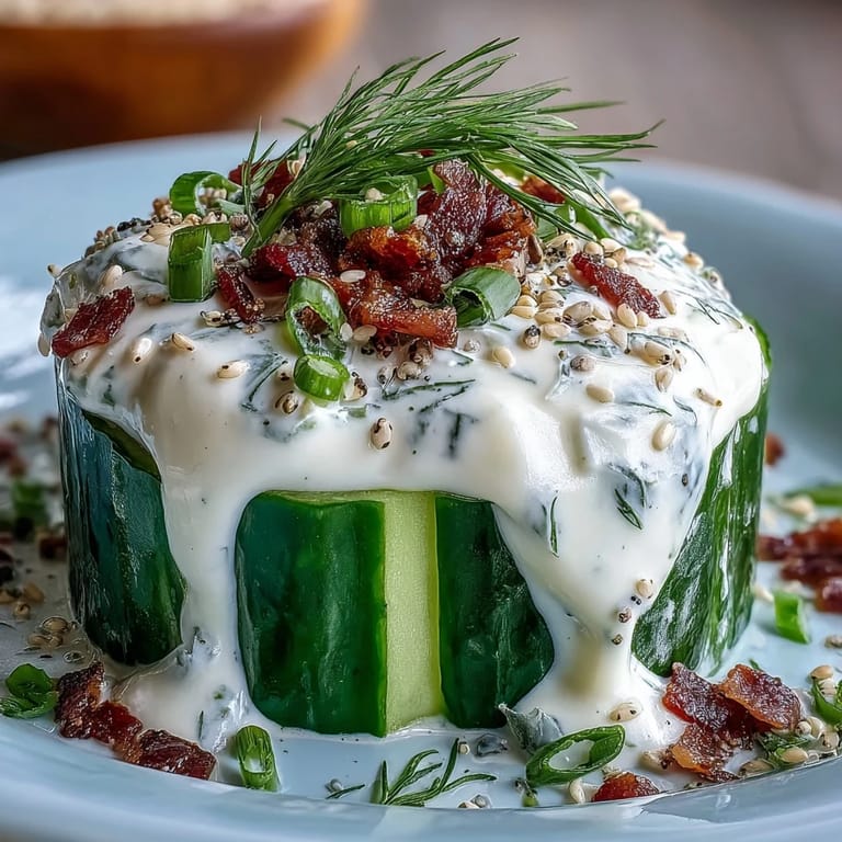 Refreshing TikTok Cucumber Salad with creamy dressing, ready to serve.