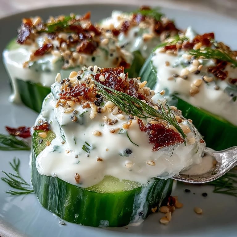 Vibrant TikTok Cucumber Salad featuring crunchy bagel seasoning and fresh dill.