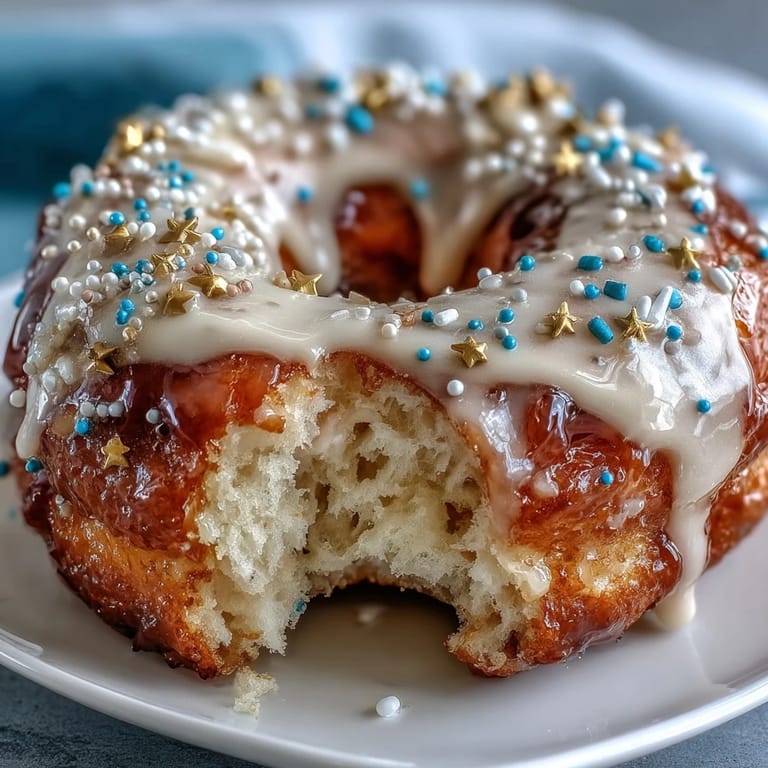 Stacked, sprinkle-adorned donuts create a stunning, celebratory Graduation Party Donut Tower.
