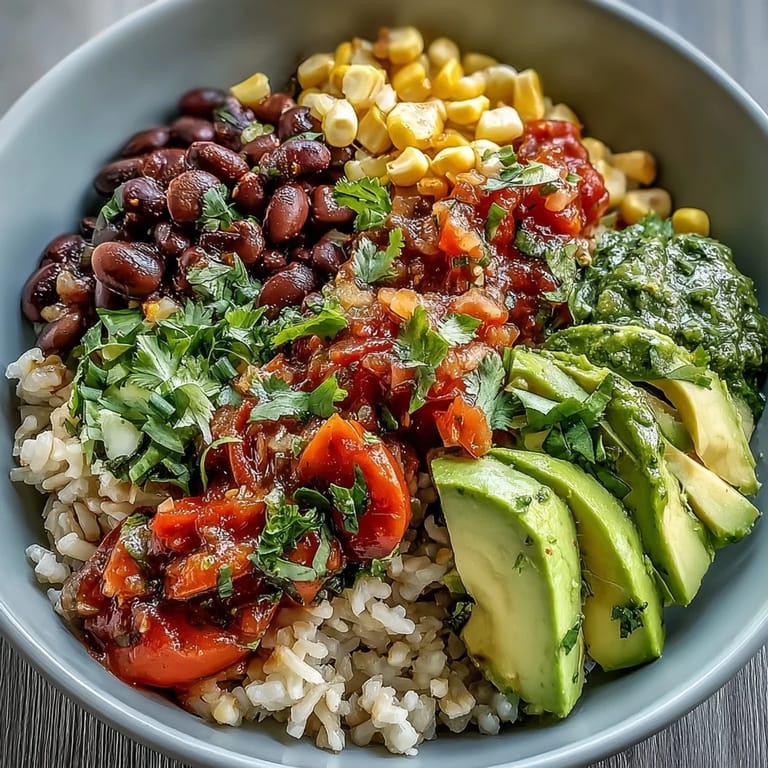 Delicious vegan taco bowl with creamy avocado and zesty lime, ready to serve.