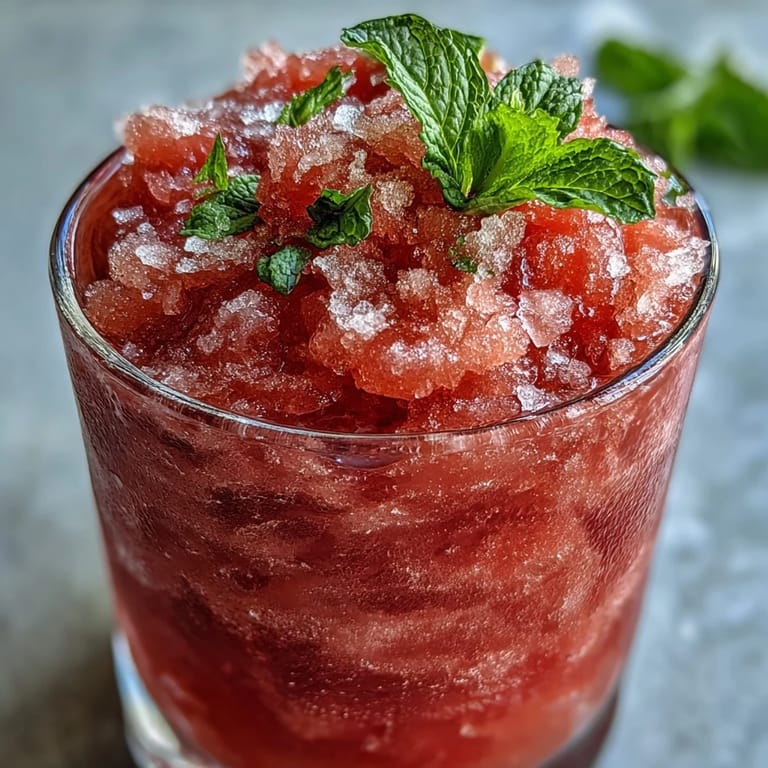 Visually appealing Frozen Watermelon Lemonade Slushie, perfect for a hot day.