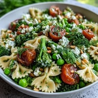 Spring Garden Pasta Salad with Broccoli and Peas - a vibrant mix of al dente pasta, fresh vegetables, and zesty lemon-herb dressing, perfect for spring gatherings.