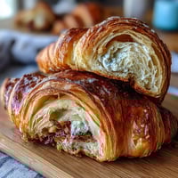 Golden sourdough croissants with flaky, buttery layers and a crisp golden crust, perfect for breakfast or brunch.