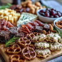 Festive grad party snack board with colorful sweet and savory bites for celebrating graduates and guests.